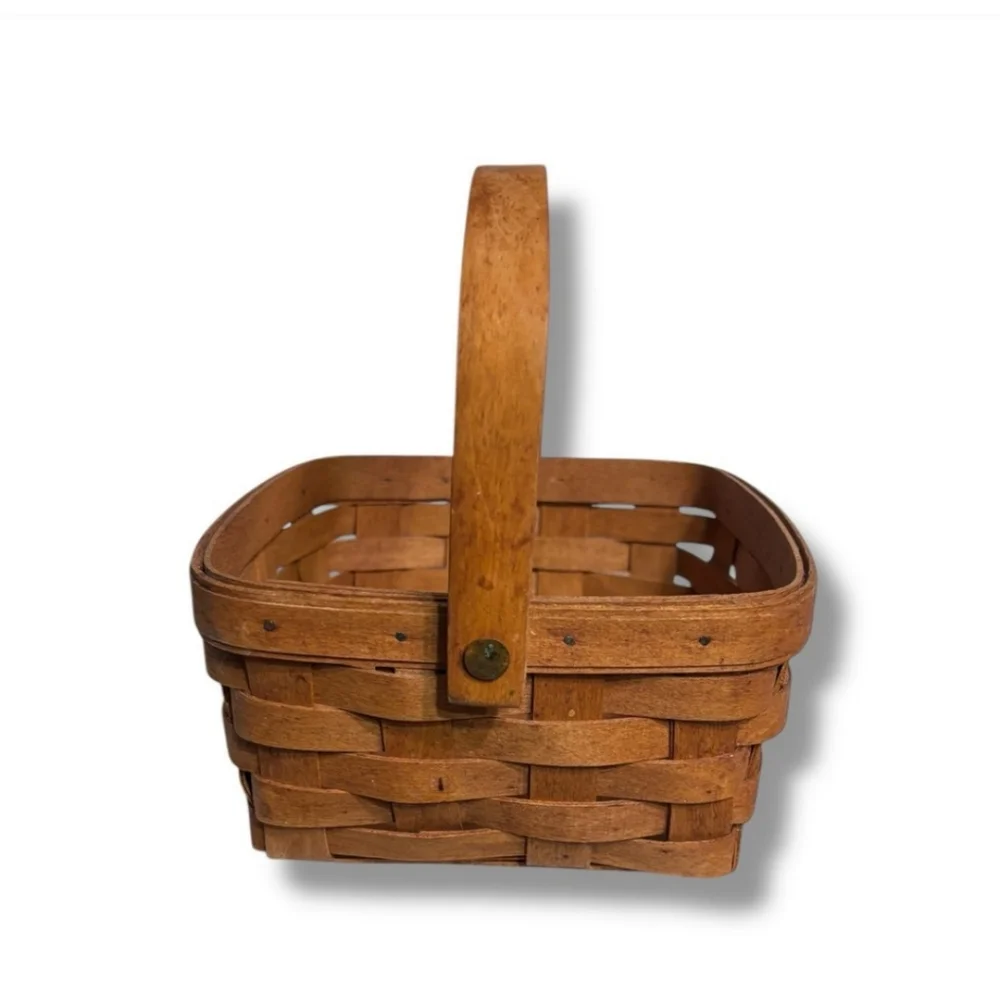 LONGABERGER Small Square Basket Collapsible Handle VINTAGE